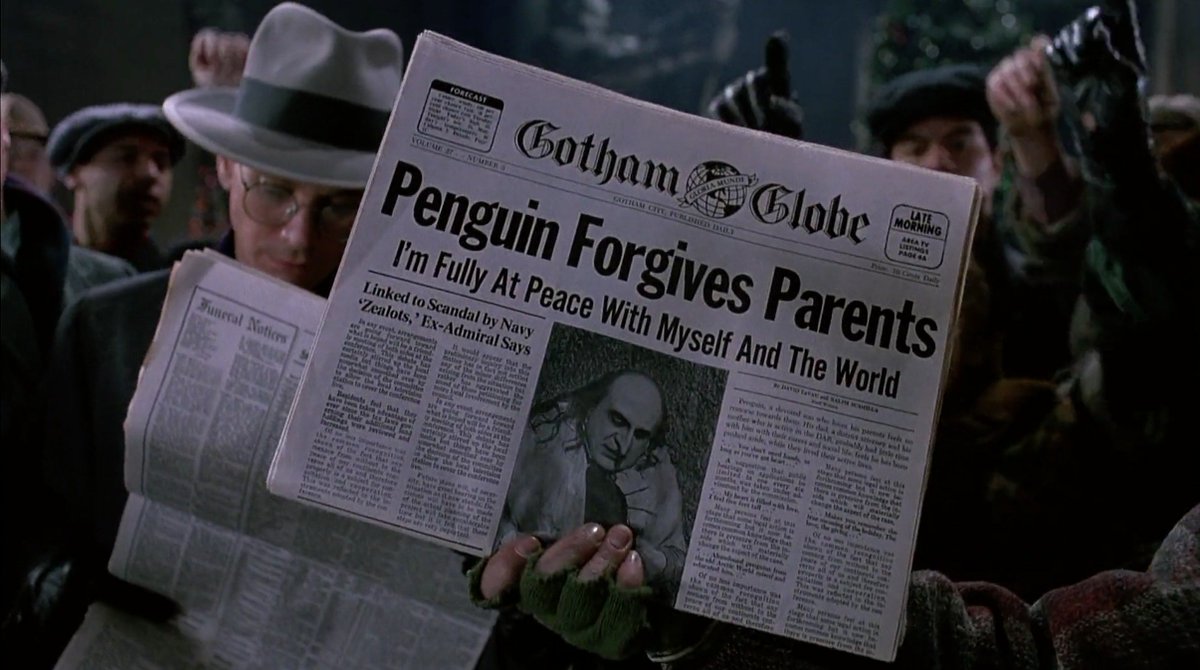 Exemple d’un faux journal réalisé pour *Batman Returns* de Tim Burton sorti en 1992.